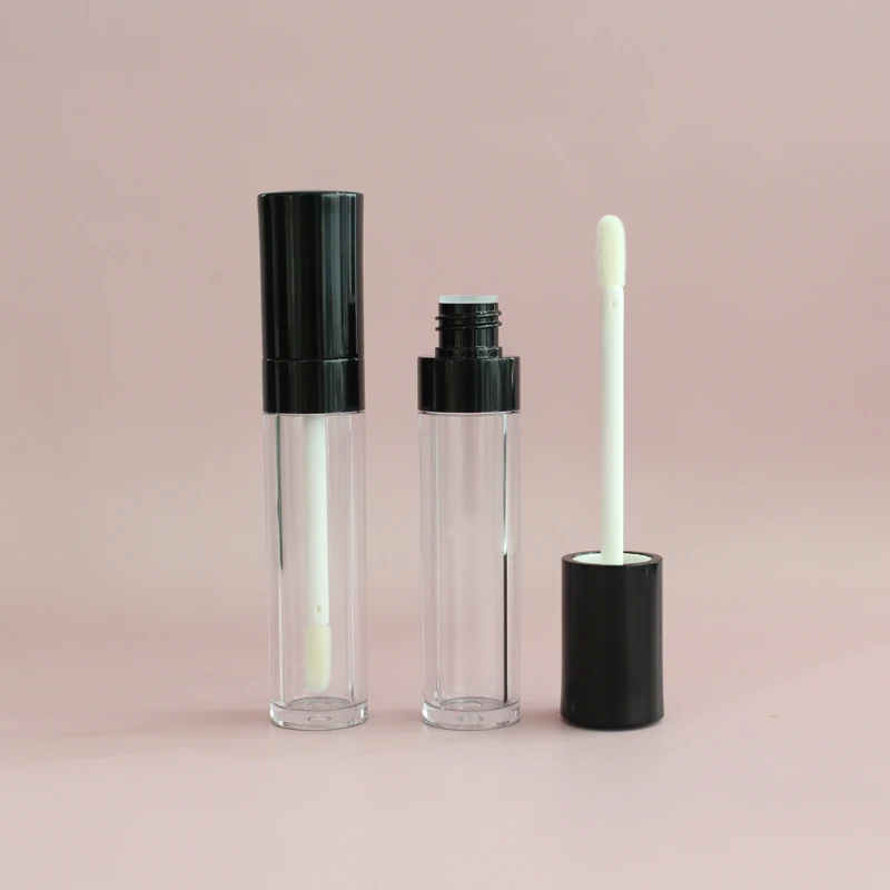 Black lip Gloss Containers Tube 7ml  Customized Lipgloss Packaging Round Shape Plastic Tube for Cosmetic LG-065