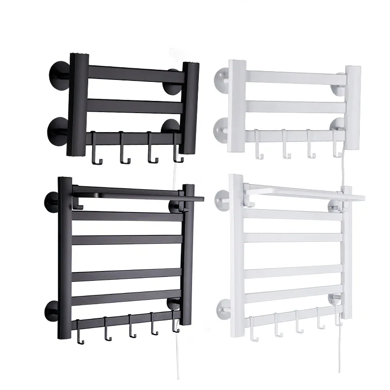 Intelligent Space aluminum Bathroom Matte Black Wall Mounted Electric Radiator Dryer Heated Towel Warmer Rack