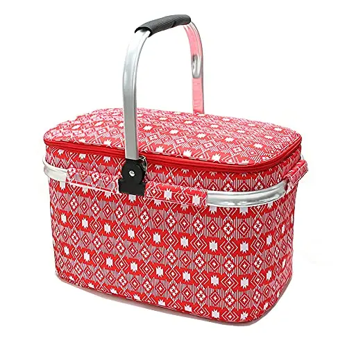 Custom Large Color Print Insulated Folding Waterproof Insulated Cooler Tote Picnic Basket