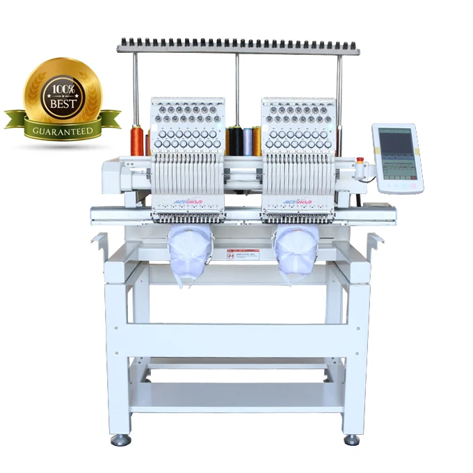 High Quality Computerized Hat Flat T-shirt Embroidery Machine with 2 Heads of QHM embroidery