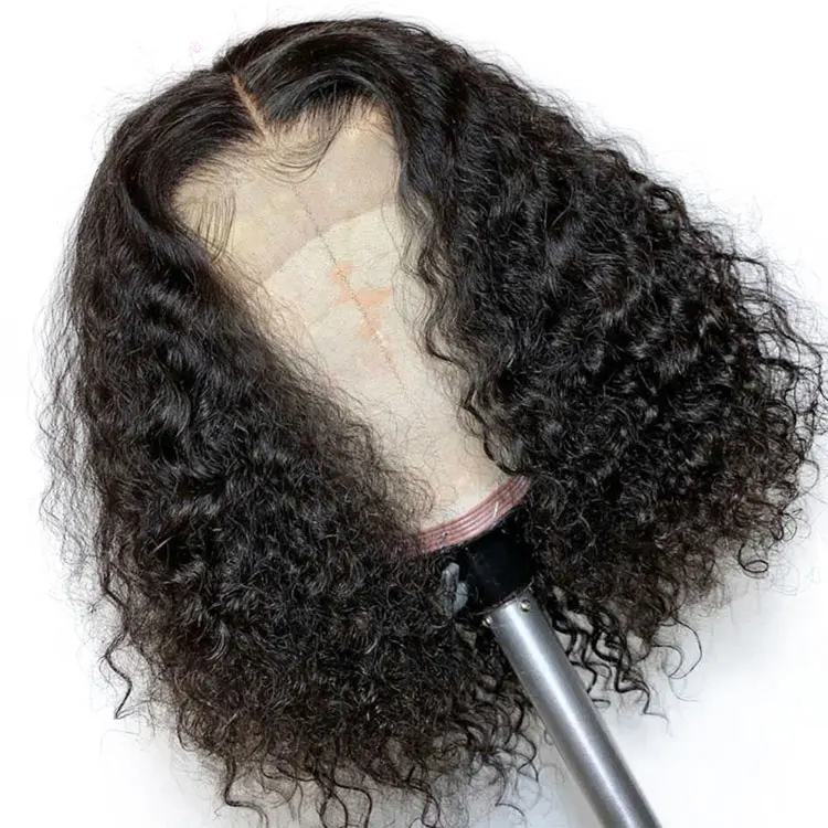  Raw Indian Virgin Human Hair Lace Frontal Wig for Black Women HD Full Front Deep Wave Curly Bob