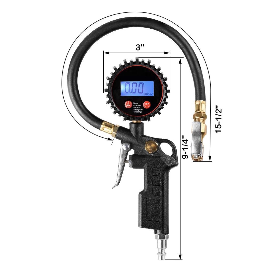 manufacturer Brass Chuck Digital Tire pressure Inflator Gauge Tyre Air Gun for Car