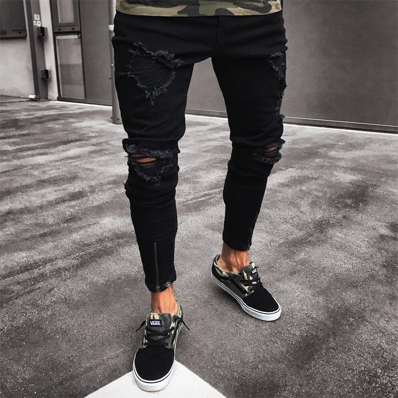 Designers Men Black Biker Pants Trousers Pantalones Jeans Men Scratch Skinny Jeans For Men