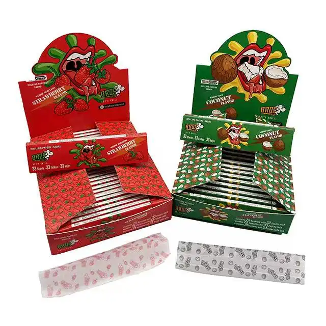 best quality  bros rice strawberry flavor paper  cigarette rolling papers flavour custom for smoking  OEM