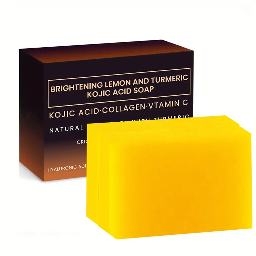 Natural Soap Private Label Wholesale Turmeric And Kojic Acid Soap For Face Handmade Vitamin C Lemon Turmeric Kojic Acid Soap Bar