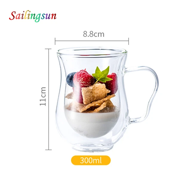 classical premium high clear double wall glass beverage coffee milk mug