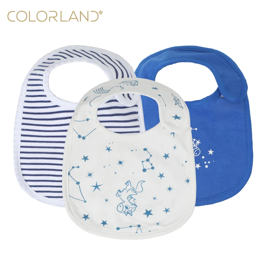 
Colorland TOP SALE 3pcs cotton baby bibs with waterproof layer 