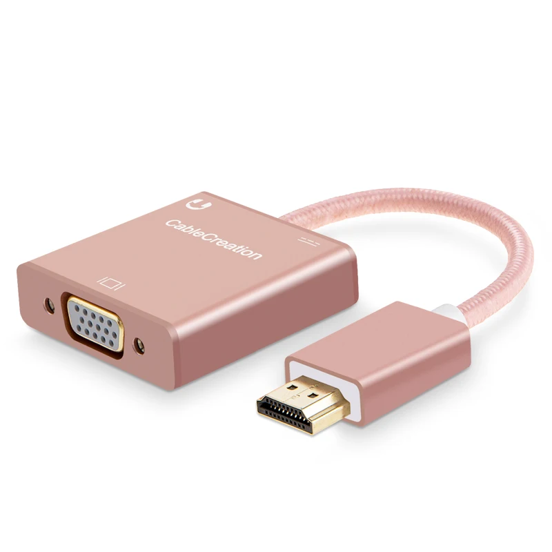 HDMI Male To VGA Female Video Converter Adapter Cable 1080P With 3.5mm Audio Port For Laptop Projector