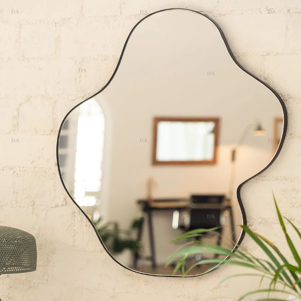 Modern Nordic Home Decor Metal Black Frame Mirror Irregular Bedroom Mirror