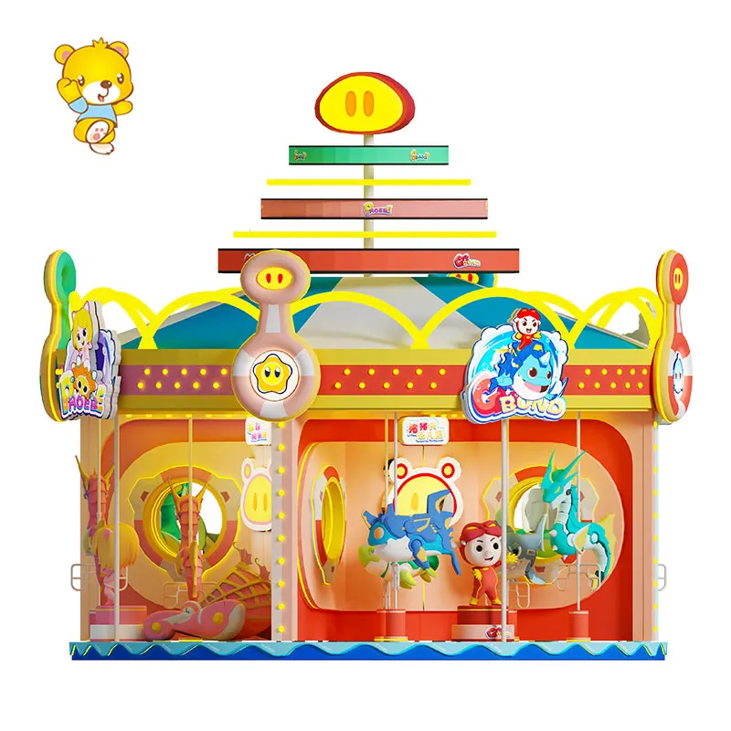Classic Merry Go Round with GG Bond Characters for Fun Experiences in Family Amusement Centers