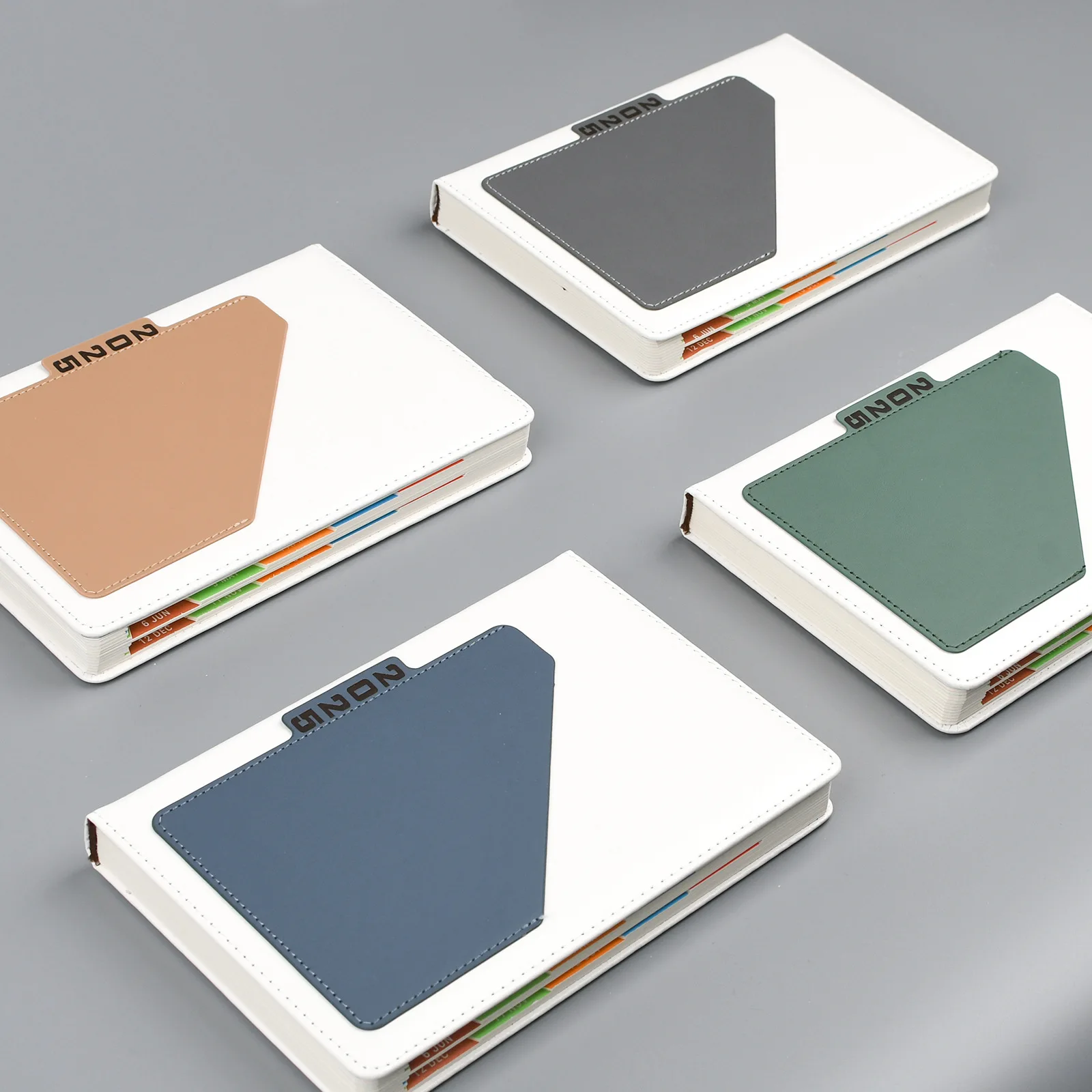 2025 Custom Printed Paper Classic Design Business agenda Top Pu Leather Diary Hardcover Journal Planner Notebook with pocket