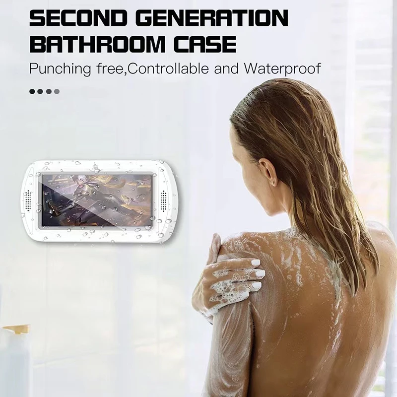 Hot Sale Radiating 360 Waterproof Wall Mounted Case Anti Fog Bathroom Sensitive Touchscreen Mobile Shower Phone Holder