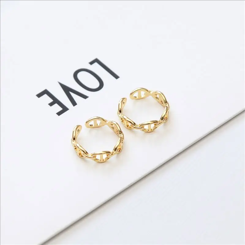 Maxery New Design Metal Brass French Cool Style Ring Hot-Selling Pig Nose Brass Ring Opening Adjustable Ring Ins