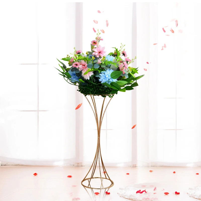 Small Waist Hollow Metal Vase Decoration round Flower-shaped Iron for Home Use Wholesale Supply Wedding Party Stage Box Packing