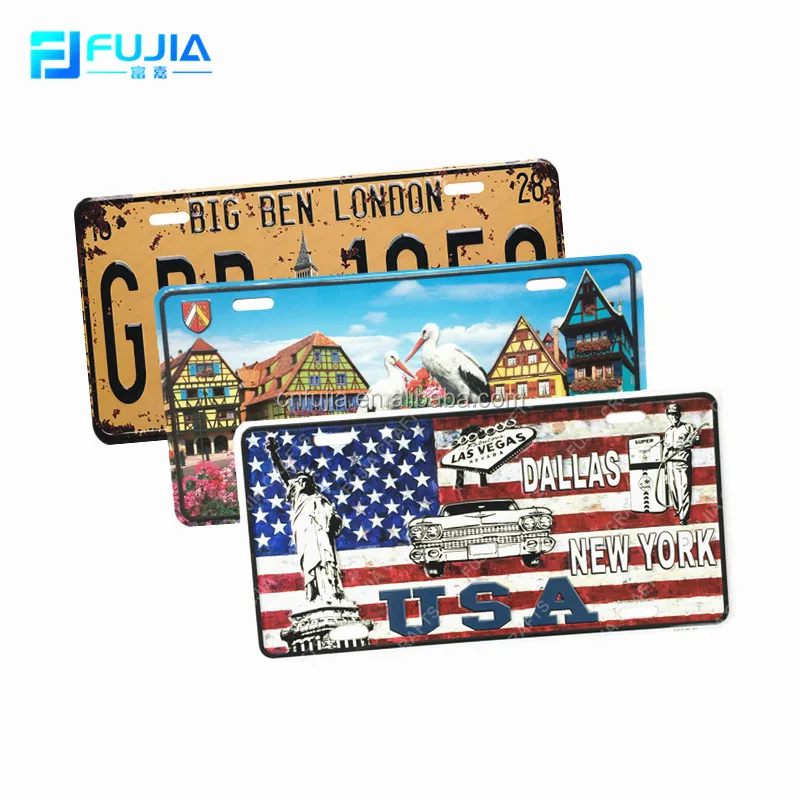 Factory Directly American Vintage Metal Car License Plate 15*30cm for Indoor Decoration