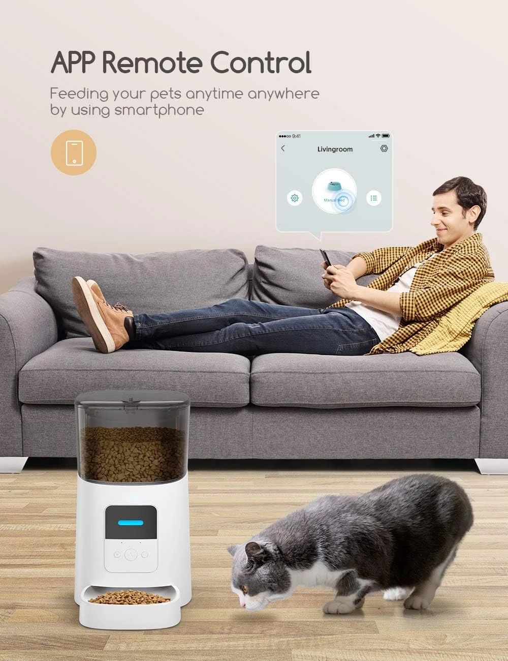 Автоматическая кормушка для домашних животных 2 4 г с поддержкой Wi-Fi 6L умный дозатор собак таймером управления приложением диктофон до 15 приемов пищи