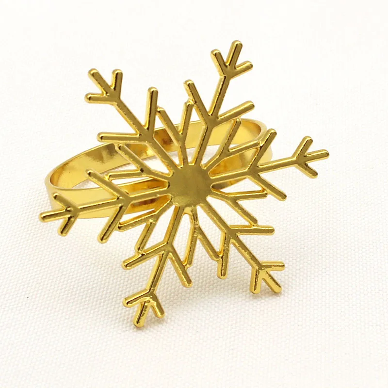 Christmas snowflake napkin ring metal napkin buckle table decoration golden napkin ring
