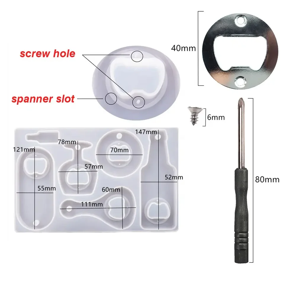 Homesun  Crystal Epoxy Resin Silicone Mold For Handmade Epoxy Resin Beer Spanner Bottle Opener Casting Mold