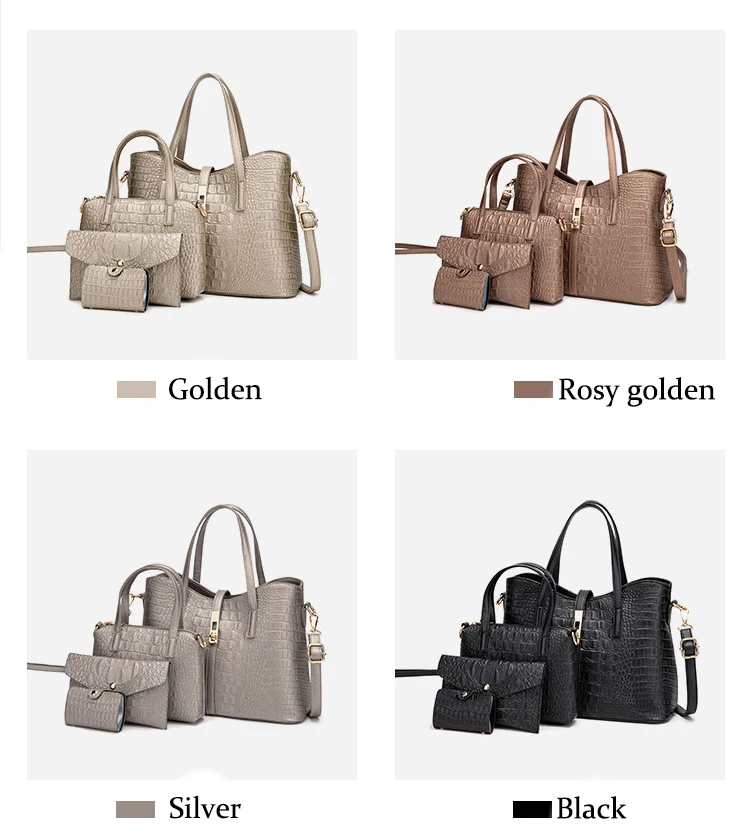 Women hand bags 2021 new Alligator Pattern PU Leather purse ladies handbag shoulder bag 4-piece suit