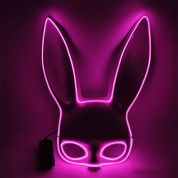 Luminous Neon Led  Halloween Mask Party Easter Sexy Girl Mask Party Rabbit Funny Luminous Bunny Mask