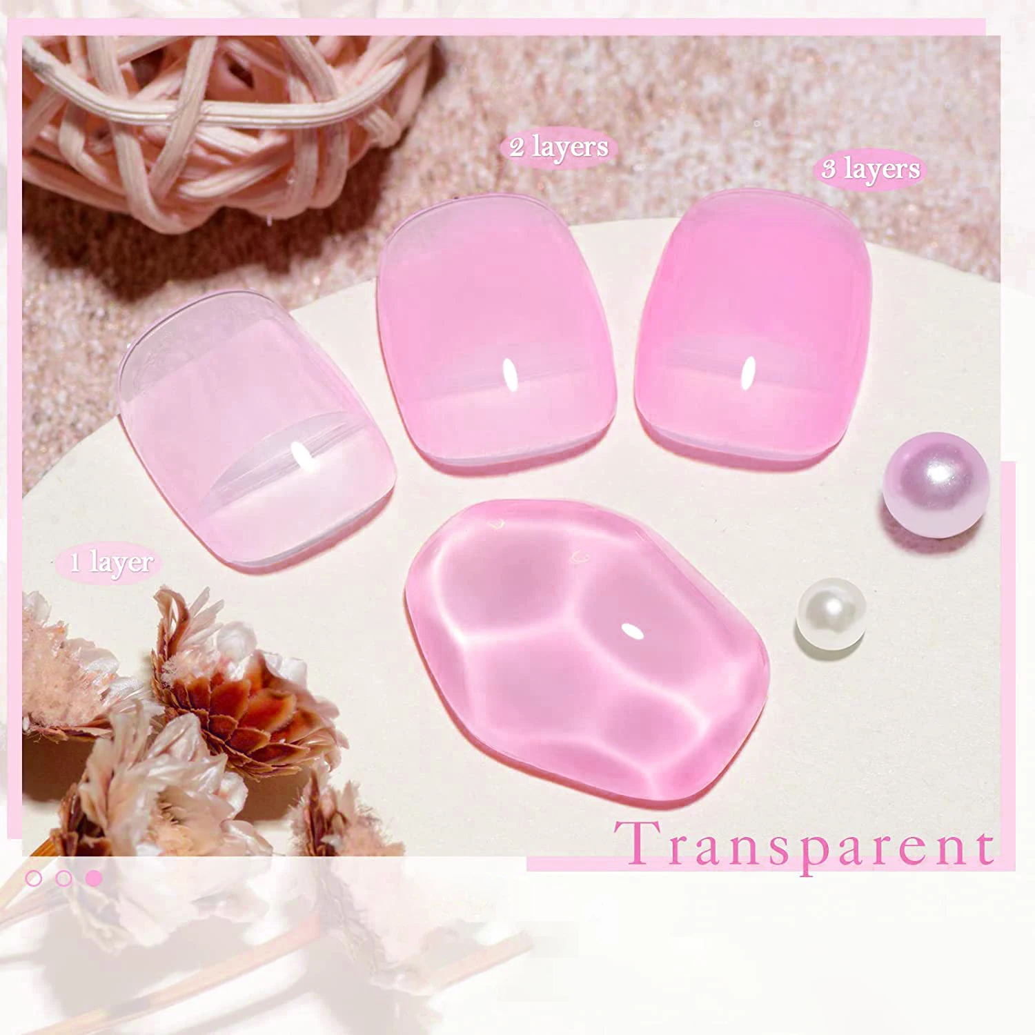 Upcoming color trend transparent cherry jelly milky white sheer pink nude nail gel polish