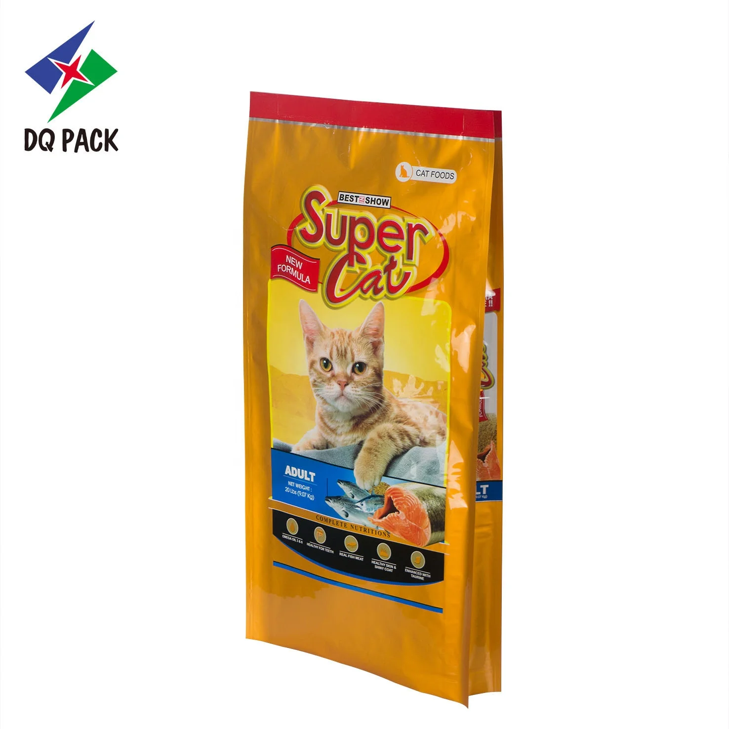 DQ PACK Custom Plastic Bags Side Gusset Bag  dog food packaging pet food bag pouch