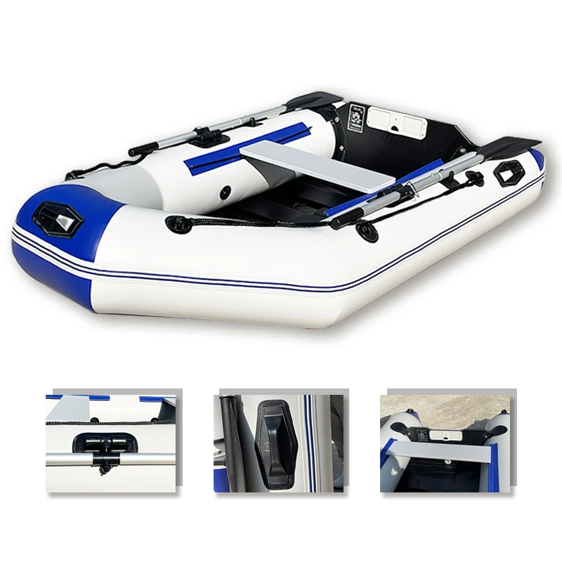 SOLARMARINE 7.5FT Speed Kayak 0.9mm PVC Inflatable Assault Boat with Transom Can Install Outboard Motor
