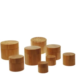 Custom size logo printing natural bamboo jar with plastic interior