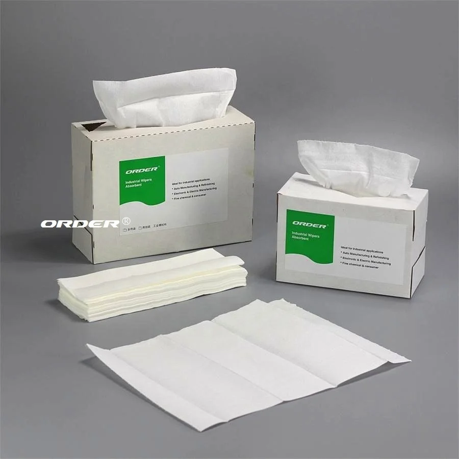 White Pop-up box nonwoven Spunlaced Fibers pet light-Duty All-Purpose cleaning wipers