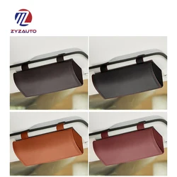 ZY Creative Car Leather Sunglasses Case Sun Visor Hanging Glasses Metal Holder PU lasses Holder Clips
