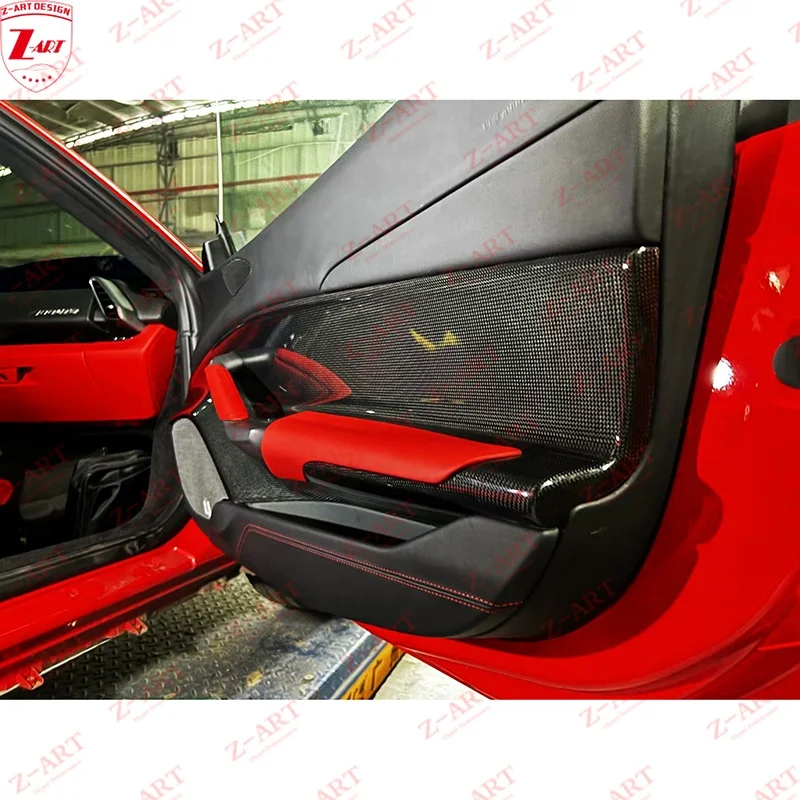 Z-ART 488 Dry Carbon Fiber Door Trim for Ferrari 488 Dry Carbon Fiber Door Panel for Ferrari 488 GTB 2015-2020