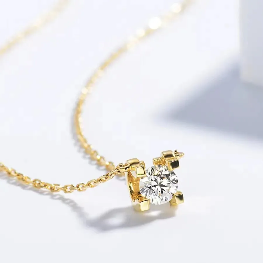 Lab grown diamond necklace dainty solitaire necklace 18k white gold diamond necklace lab diamond