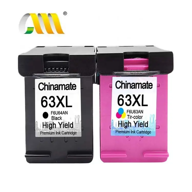 for HP Deskjet 1110 1111 1112 1113 3632 Printer Ink Cartridges 63 63XL Remanufactured Ink Cartridge