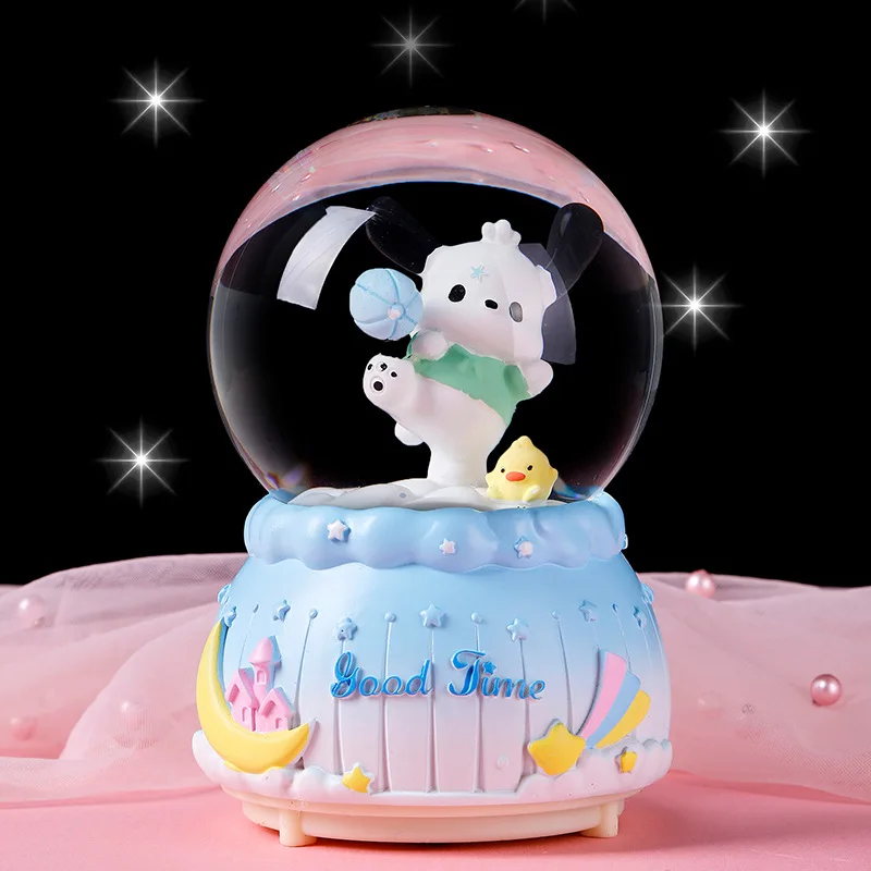 AL My Melody Crystal Ball Resin Decoration Shining Glass Ball Microlandscape Crystal ball music box Children Gift