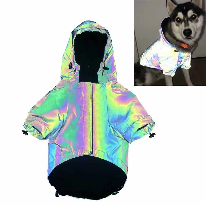 diy fashion blank hi vis reflective polyester winter pet jumpsuit dog raincoat hoodie clothes for europe dog apparel accessory