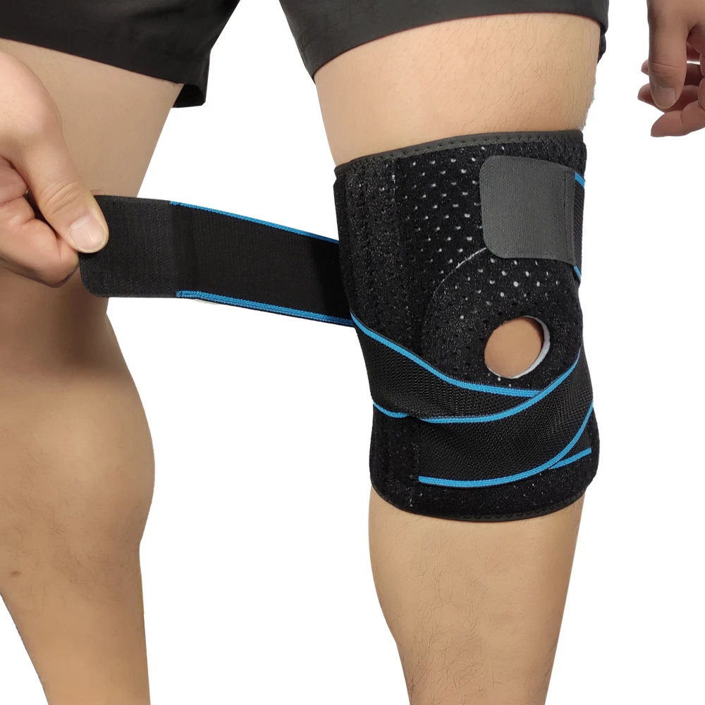 Huali Fitness cycling running patella knee pads knitted sports warm straps knee brace silicone knee protective gear