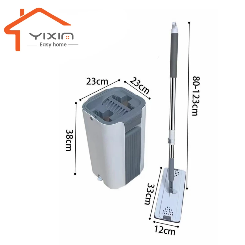 Hand Squeeze Scrapers Mop Bucket with Drainer Best Flat Mop