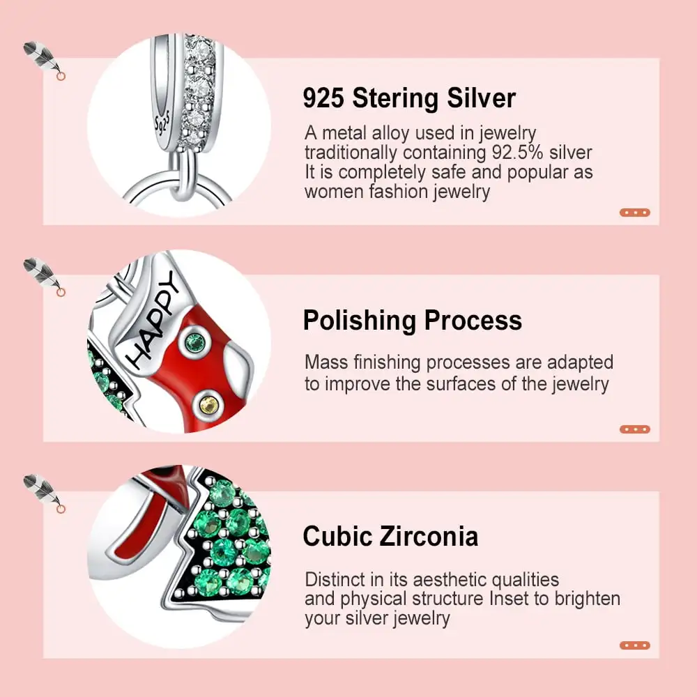 Christmas Jewlery 925 Silver Christmas Beads Enamel Tree Heart Charms for Jewelry Making Women Christmas Bracelet & Bangle DIY