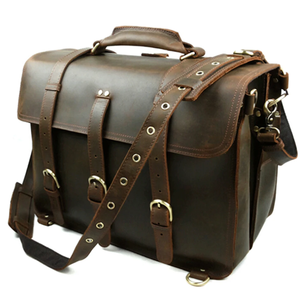 Модный высококачественный деловой портфель из натуральной кожи в стиле ретро, наплечная сумка для мужчин, для офиса