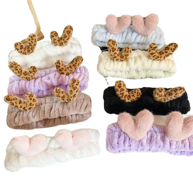 New Style Winter Deer Angle Elastic Hair Bands Plush Pine Tight Face Hairbands Washing Headbands For Women Hair Accessories