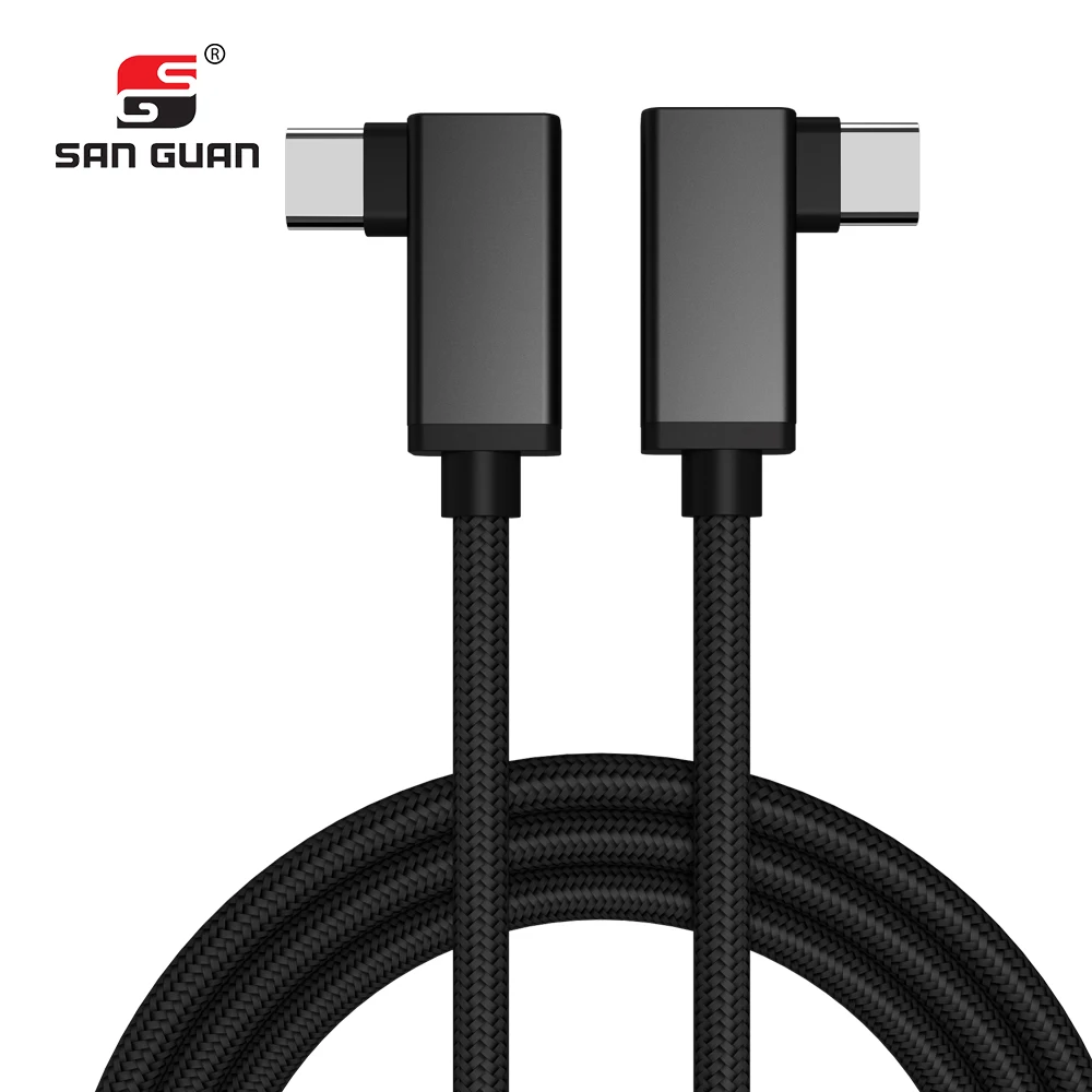 China wholesale usb3.1 gen2  type c cable 1m 2m 90 degree usb cable E-mark chip L side PD100W Usb data cable