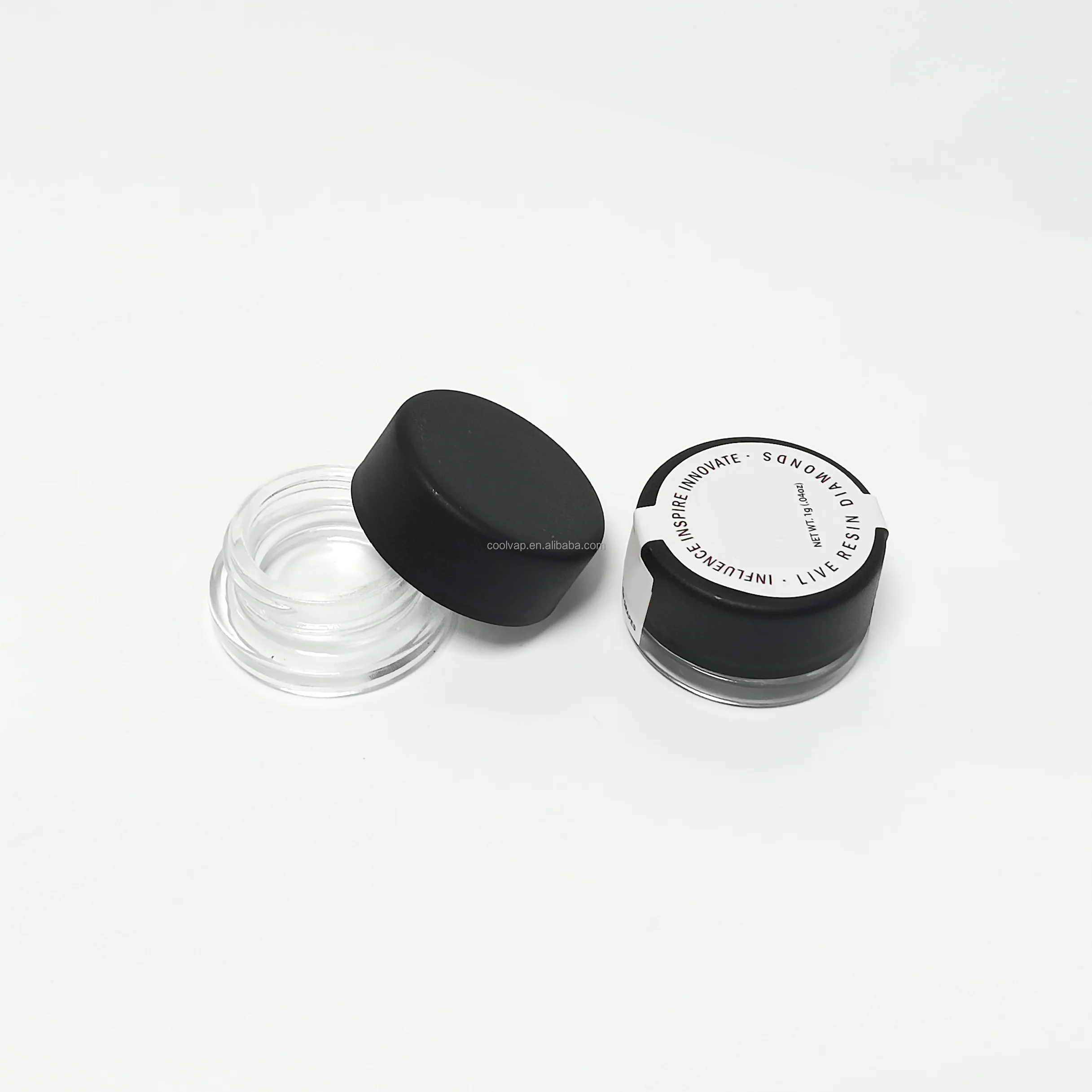 Custom 1g rosin mini packaging jar and paper box 5g 7g mini concentrate jar white black cardbox 12 types stickers