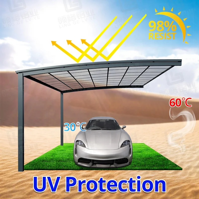 Y-Type Car Canopy Wholesale Garage Carport Anti-uv Polycarbonate Roof Garages Canopies   Sunsade Aluminum Carport