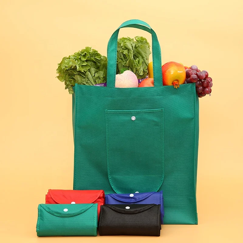 Reusable supermarket promotional print non woven fabric carry bag with pocket