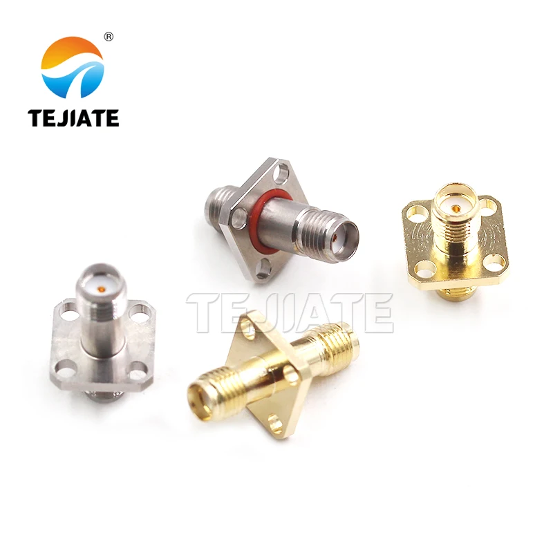SMA-KFKG 18G stainless steel Panel mount 4 Hole Flange SMA Female to SMA Female jack Receptacle adapter RFCoaxial PCB connectors