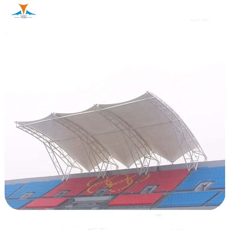 PVDF/PTFE/ETFE membrane tensile fabric shade structures grandstand stadium bleachers roof cover sunshade