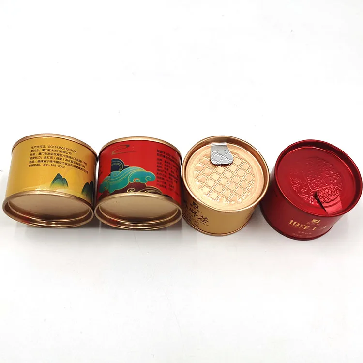 Sturdy Airtight tea coffee canister mini small tea cardboard cans gift canister with peel off ends