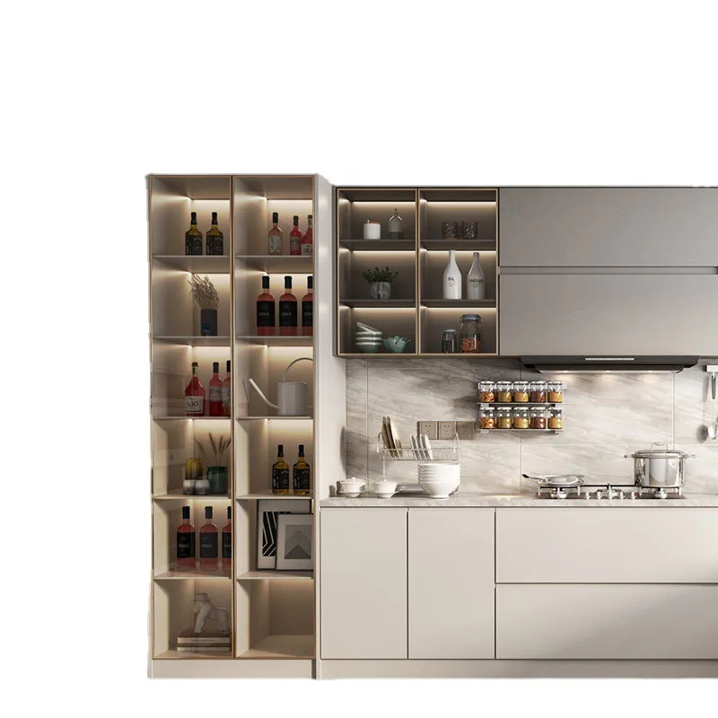Ready to assemble mdf lacquer white kitchen furniture  kitchen cabinet complete set with islandkitchen cabinets & accessories