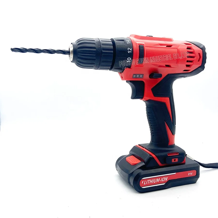 Factory direct supply 21V 1500mAh Rechargeable dual Speed Cordless Drill Wireless Rechargeable Hand Electric Drill