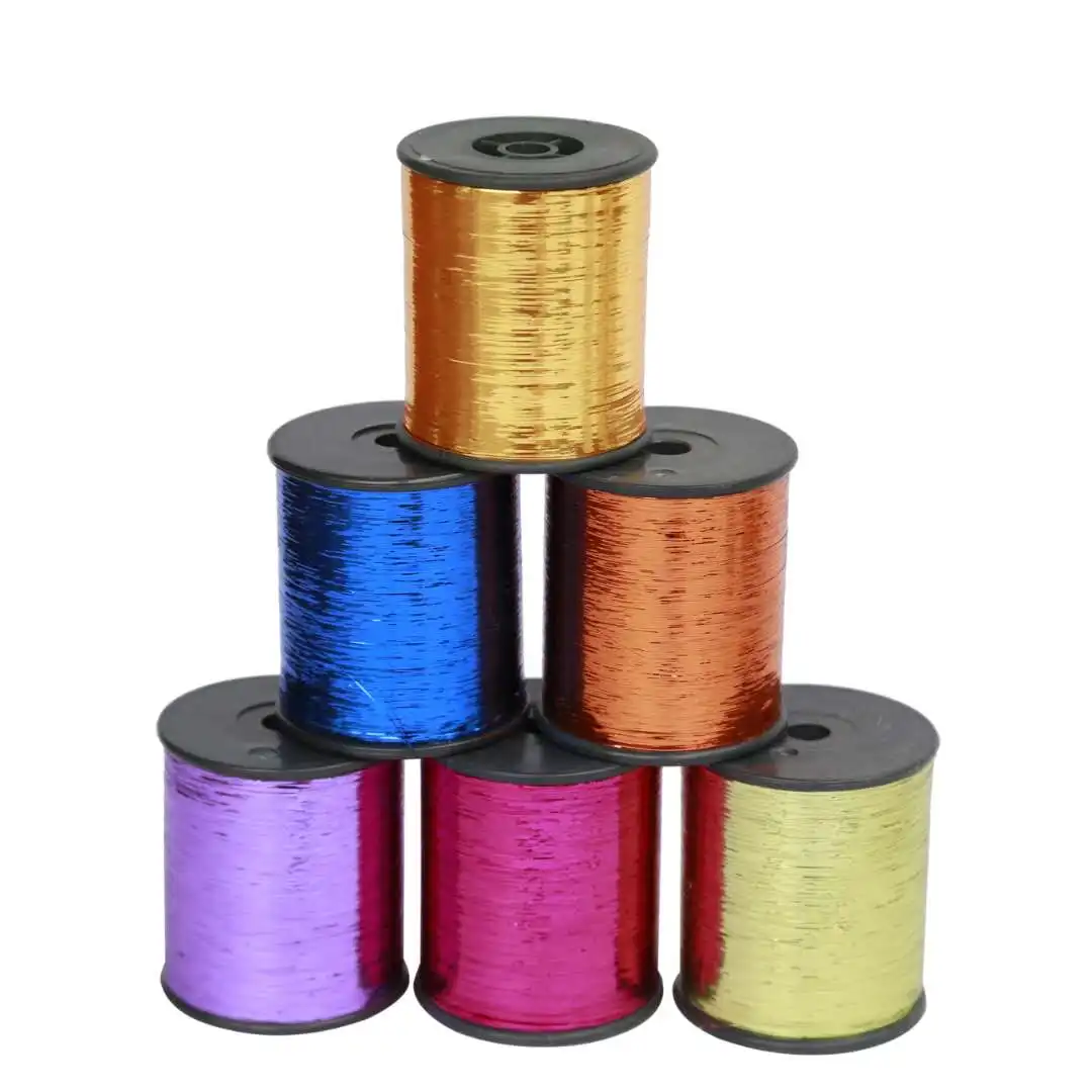 High quality flat color M type 100% metal yarn braided gold and silver thread